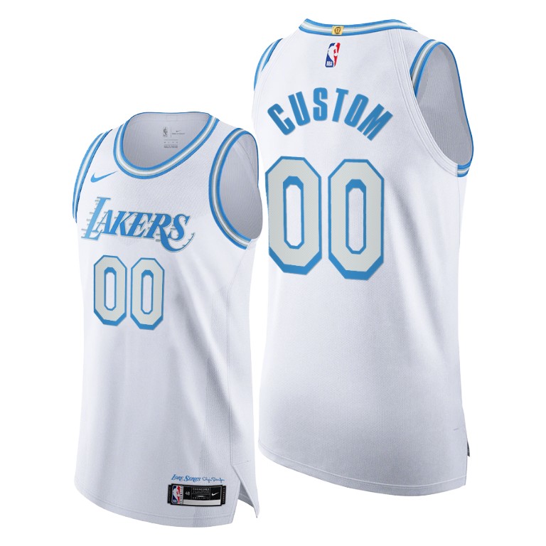 Men's Los Angeles Lakers Custom #00 NBA Legacy of Lore 2020-21 Authentic City Edition White Basketball Jersey OQK6783VU
